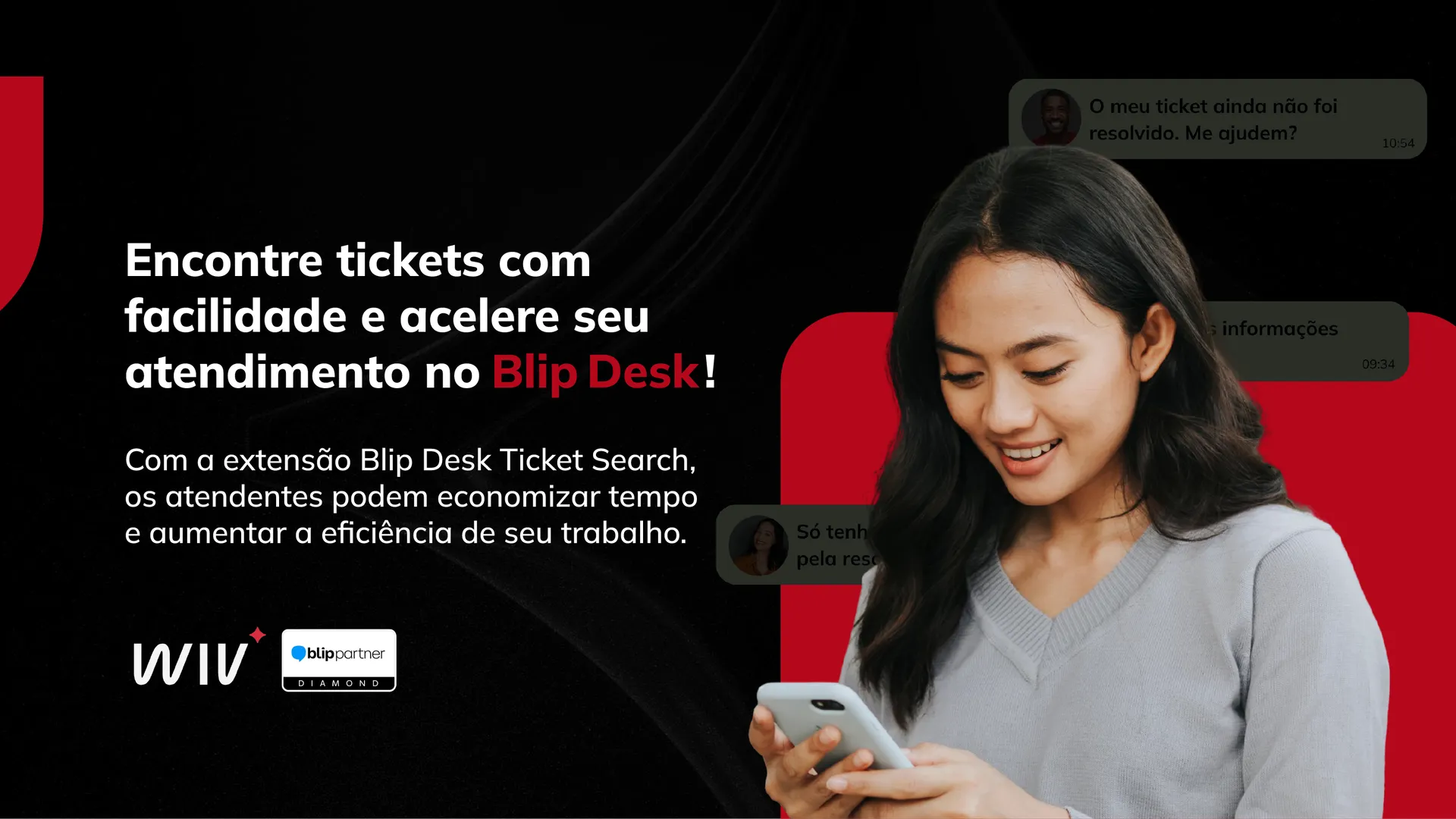Captura de pantalla de Blip Desk: Búsqueda de tickets 1