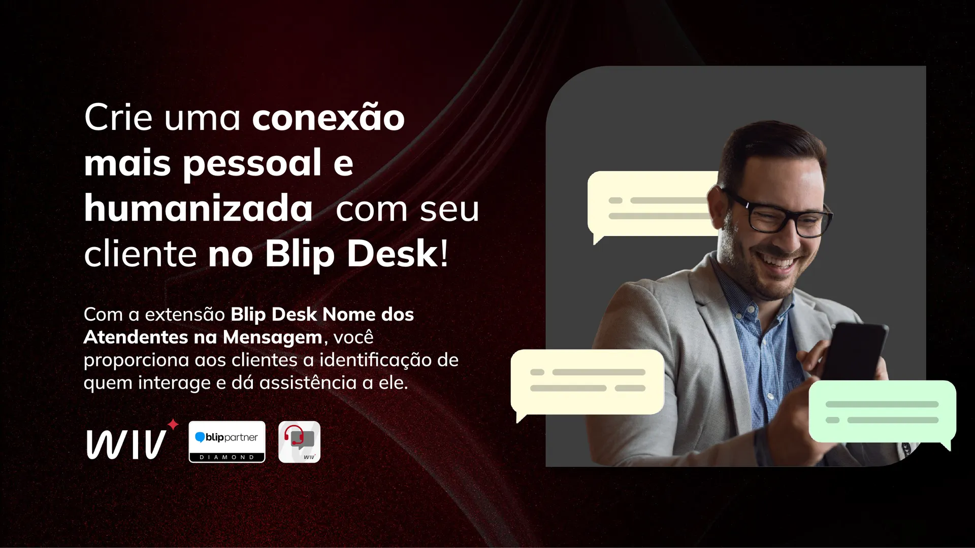 Captura de tela de Blip Desk: Nome do atendente na mensagem 1